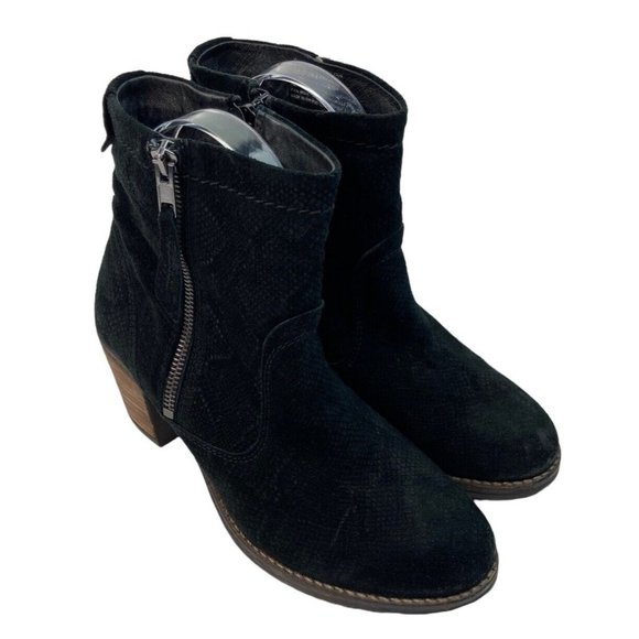 *Taos Standout Black Suede Leather Boots Womens US 5.5 Reptile Embossed - Picture 3 of 12